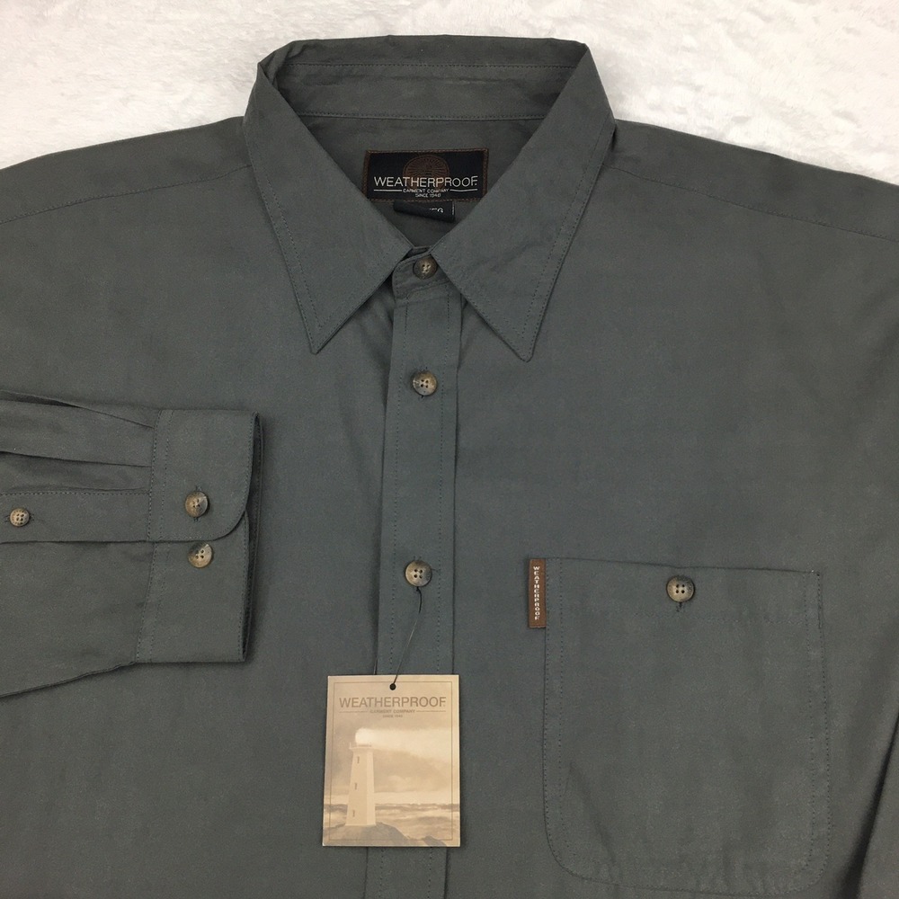 Weatherproof Men's XXL Suede Feel Button Down‎ Shirt Gray Long Sleeve NWT